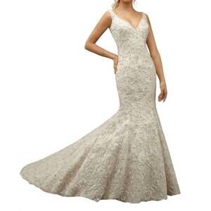 NEW ANGELINA FACCENDA trump all over bead dress in ivory